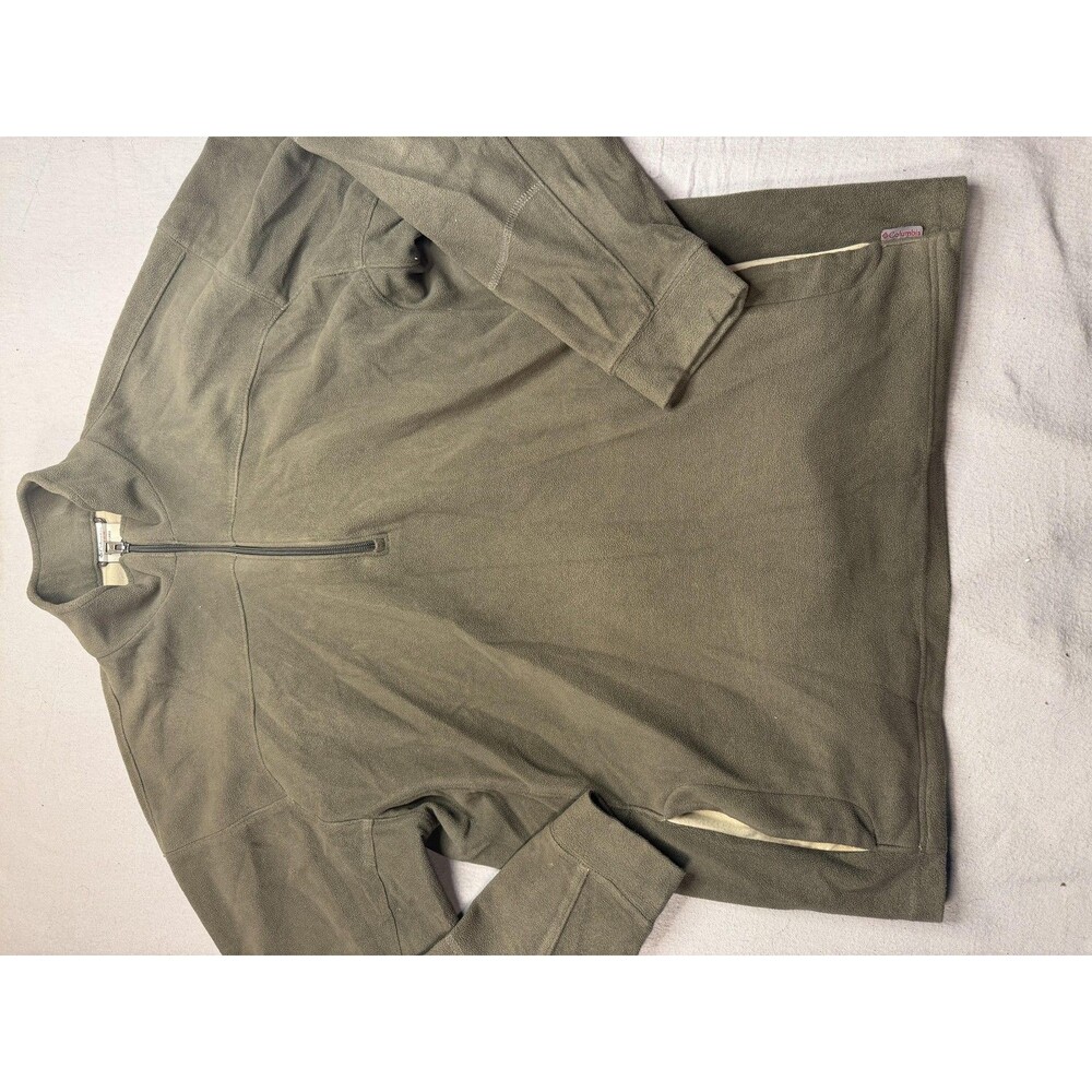 Columbia Sweatshirt Mens Large Green Fleece 1/4 Zip Pullover Pockets Vertex